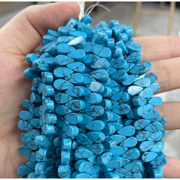 No_25_Synthetic Blue Turquoise Flat Center Drilled (short) Teardrop Bead_5*9mm_(Sold Per Strand)