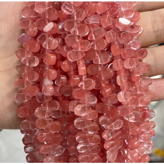 No_2_Synthetic Watermelon Red Crystal Flat Hole Teardrop Bead_5*9mm_(Sold Per Strand)