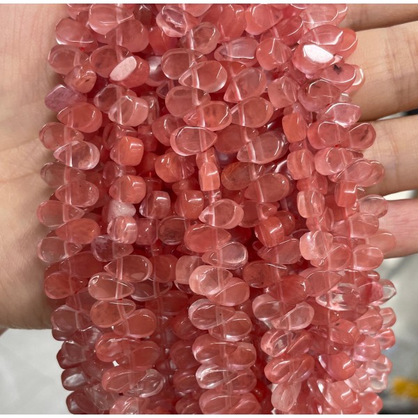 No_2_Synthetic Watermelon Red Crystal Flat Hole Teardrop Bead_5*9mm_(Sold Per Strand)