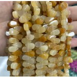 No_33_Yellow Jade Flat Center Drilled (short) Teardrop Bead_5*9mm_(Sold Per Strand)