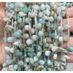 No_45_Natural Amazonite Faceted Center Drilled (short) Flat Teardrop Bead_6*9mm _(Sold Per Strand)