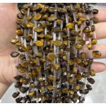 No_47_Natural Yellow Tiger Eye Stone Faceted Center Drilled (short) Flat Teardrop Bead_6*9mm _(Sold Per Strand)