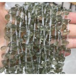 No_63_Tea Colored Glass Faceted Center Drilled (short) Flat Teardrop Bead_6*9mm _(Sold Per Strand)