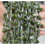 No_79_Natural Southern Jade Faceted Center Drilled (short) Flat Teardrop Bead_6*9mm _(Sold Per Strand)