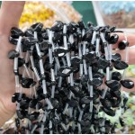 No_85_Black Glass Faceted Center Drilled (short) Flat Teardrop Bead_8*12mm _(Sold Per Strand)