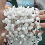 No_94_Natural White Jade Faceted Center Drilled (short) Flat Teardrop Bead_8*12mm _(Sold Per Strand)