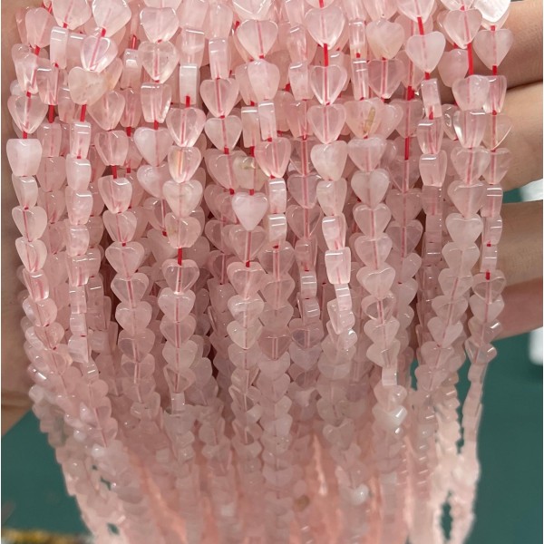 No_1001_Natural Rose Quartz Flat Heart Shape_6mm_(Sold Per Strand)
