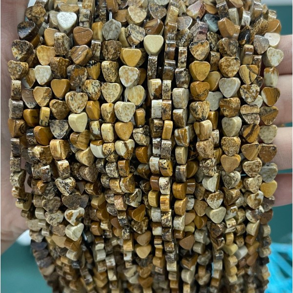 No_1003_Natural Picture Jasper Flat Heart_6mm_(Sold Per Strand)