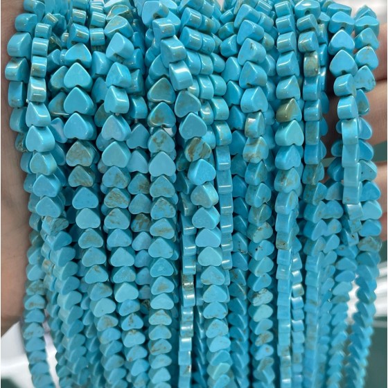 No_1004_Enhanced Blue Turquoise Flat Heart_6mm_(Sold Per Strand)