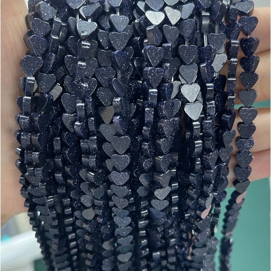 No_1006_Synthetic Blue Sand Stone Flat Heart_6mm_(Sold Per Strand)