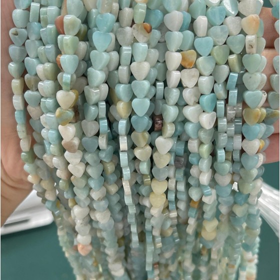 No_1008_Natural Amazonite Flat Heart_6mm_(Sold Per Strand)