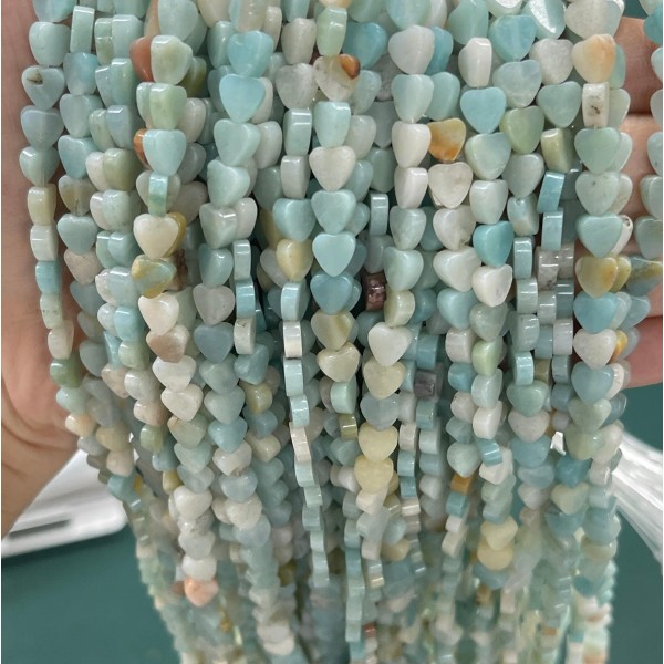 No_1008_Natural Amazonite Flat Heart_6mm_(Sold Per Strand)