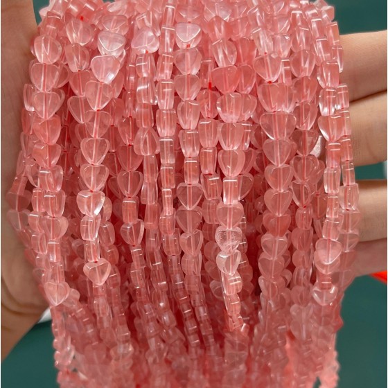 No_1009_Synthetic Watermelon Red Crystal Flat Heart_6mm_(Sold Per Strand)