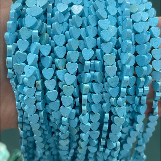 No_1015_Synthetic Blue Porcelain Stone Flat Heart_6mm_(Sold Per Strand)