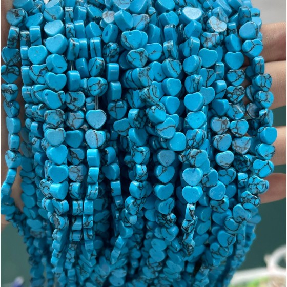 No_1024_Synthetic Blue Turquoise Flat Heart_6mm_(Sold Per Strand)