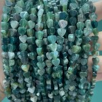 No_1027_Natural Moss Agate Flat Heart_6mm_(Sold Per Strand)