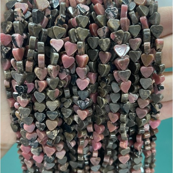 No_1028_Natural Black Line Rhodochrosite Flat Heart_6mm_(Sold Per Strand)