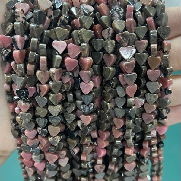 No_1028_Natural Black Line Rhodochrosite Flat Heart_6mm_(Sold Per Strand)