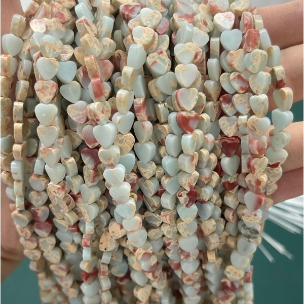 No_1036_Synthetic Shoushan Stone Flat Heart_6mm_(Sold Per Strand)