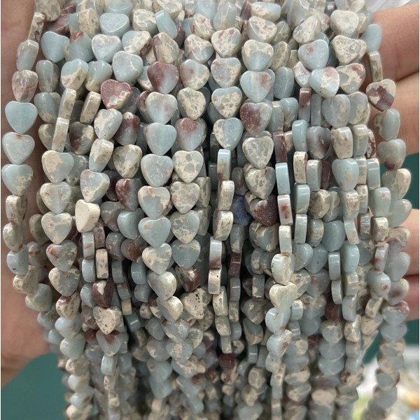No_1047_Synthetic Light Blue Imperial Jasper Flat Heart_6mm_(Sold Per Strand)