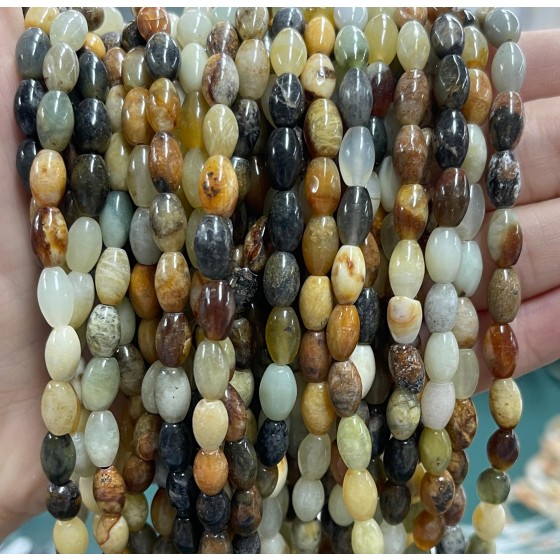 No_1055_Natural Flower Xiu Jade Corn Beads_5*8mm_(Sold Per Strand)