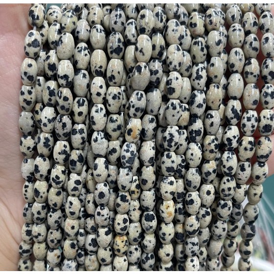 No_1057_Natural Dalmation Jasper Rice Beads_5*8mm_(Sold Per Strand)