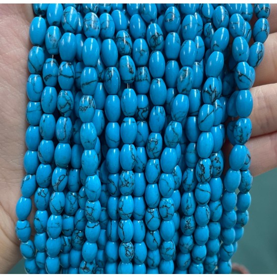 No_1059_Synthetic Blue Turquoise Rice Beads_5*8mm_(Sold Per Strand)