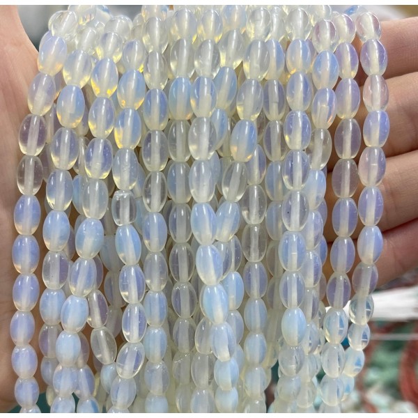 No_1063_Synthetic Opal Rice Beads_5*8mm_(Sold Per Strand)
