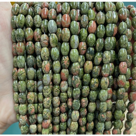 No_1077_Natural Unakite Rice Beads_5*8mm_(Sold Per Strand)