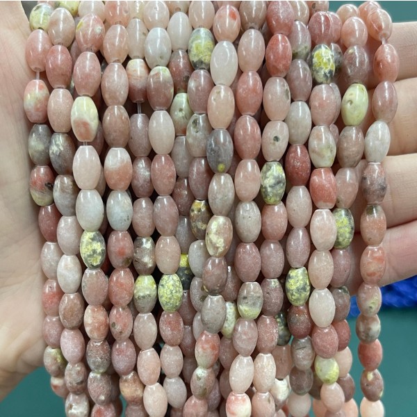 No_1079_Natural Red Cotton Agate Rice Beads_5*8mm_(Sold Per Strand)