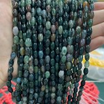 No_1081_Natural Moss Agate Rice Beads_5*8mm_(Sold Per Strand)