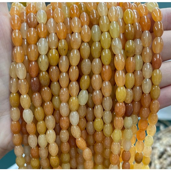 No_1086_Natural Red Aventurine Rice Pearl_5*8mm_(Sold Per Strand)
