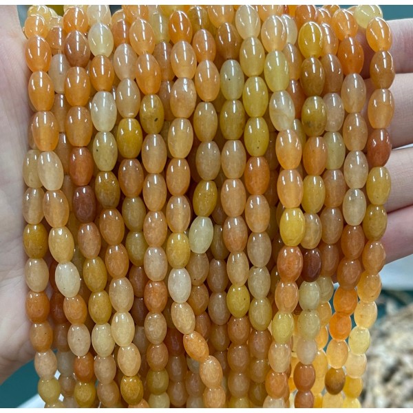 No_1086_Natural Red Aventurine Rice Pearl_5*8mm_(Sold Per Strand)