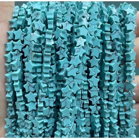 No_1091_Synthetic Light Green Turquoise Five Pointed Star_6mm_(Sold Per Strand)