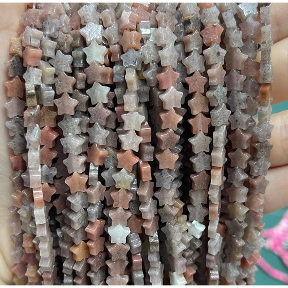 No_1092_Natural Strawberry Quartz Five Pointed Star_6mm_(Sold Per Strand)