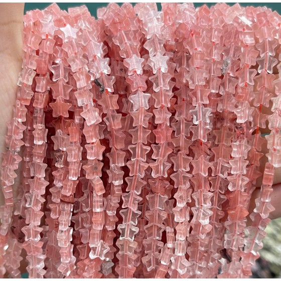 No_1097_Synthetic Watermelon Red Crystal Five Pointed Star_6mm_(Sold Per Strand)