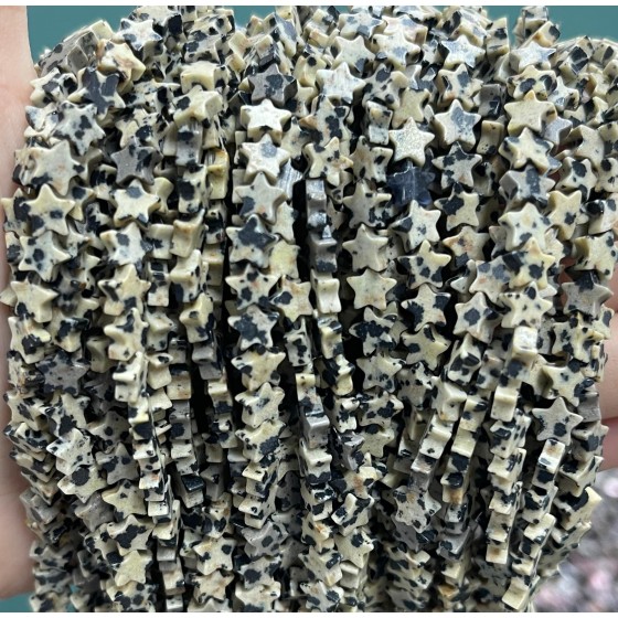 No_1098_Natural Dalmation Jasper Five Pointed Star_6mm_(Sold Per Strand)