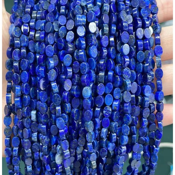 No_116_Natural Lapis Lazuli Flat Oval Bead_6*4mm _(Sold Per Strand)