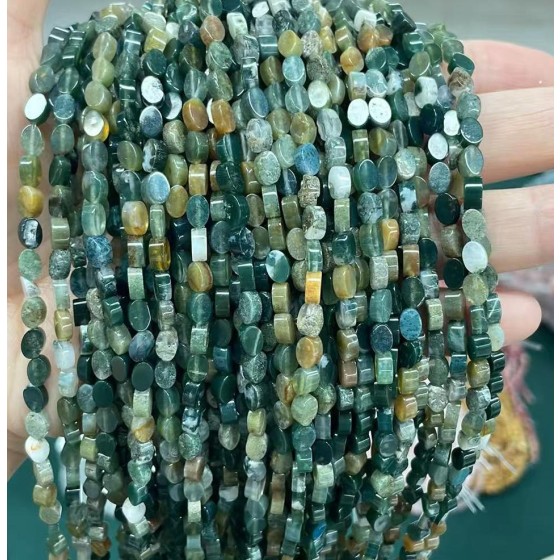 No_118_Natural Indian Agate Flat Oval Bead_6*4mm _(Sold Per Strand)