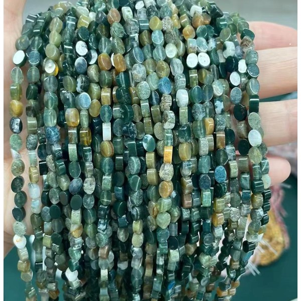 No_118_Natural Indian Agate Flat Oval Bead_6*4mm _(Sold Per Strand)