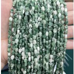 No_130_Natural Green Dot Stone Flat Oval Bead_6*4mm _(Sold Per Strand)