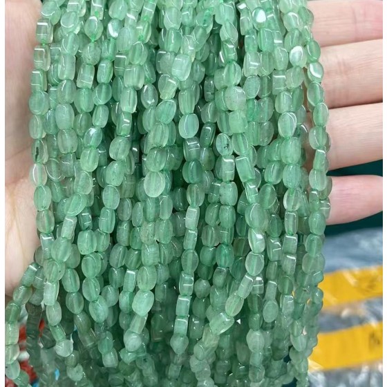 No_133_Natural Green Aventurine Flat Oval Bead_6*4mm _(Sold Per Strand)