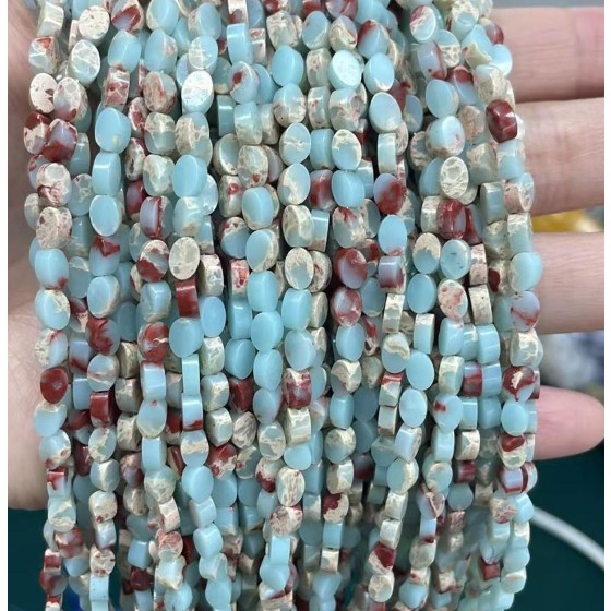 No_139_Synthetic Shoushan Stone Flat Oval Bead_6*4mm _(Sold Per Strand)