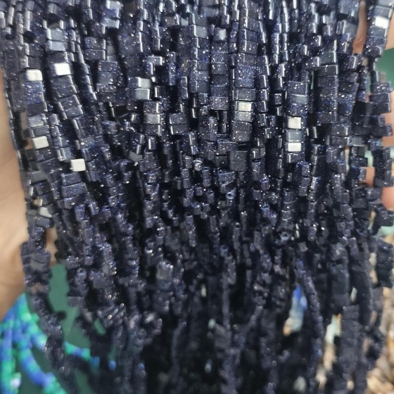 No_159_Synthetic Blue Sandstone Double Hole Square Bead_5*2mm_(Sold Per Strand)