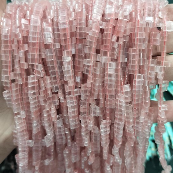 No_160_Synthetic Watermelon Red Crystal Double Hole Square Bead_5*2mm_(Sold Per Strand)