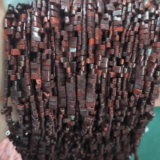 No_164_Natural Red Poppy Jasper Double Hole Square Bead_5*2mm_(Sold Per Strand)