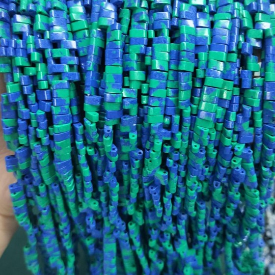 No_185_Synthetic Chrysocolla Double Hole Square Bead_5*2mm_(Sold Per Strand)