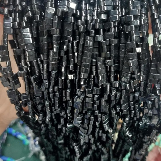 No_189_Synthetic Black Stone Double Hole Square Bead_5*2mm_(Sold Per Strand)