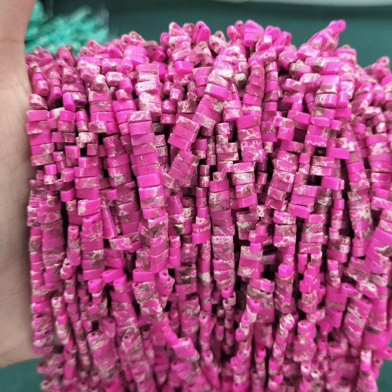No_200_Synthetic Rose Red Imperial Jasper Double Hole Square Bead_5*2mm_(Sold Per Strand)