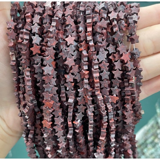 No_1109_Natural Red Poppy Jasper Five Pointed Star_6mm_(Sold Per Strand)